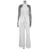 European and American White Neck Top Set Women's 1116 Summer Simple Casual Vest Trousers Two-piece Set Women's Clothing