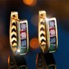 Cute Female Rainbow Crystal Zircon Stone Hoop Earrings For Women Silver Gold Color Wedding
