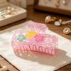 Hair Claw Strong Grip Hair Clip Ice-Clear Acetic Acid Material Floral Pattern Pearlescent Back Head Hair Claw Half-Tied Hair Accessory
