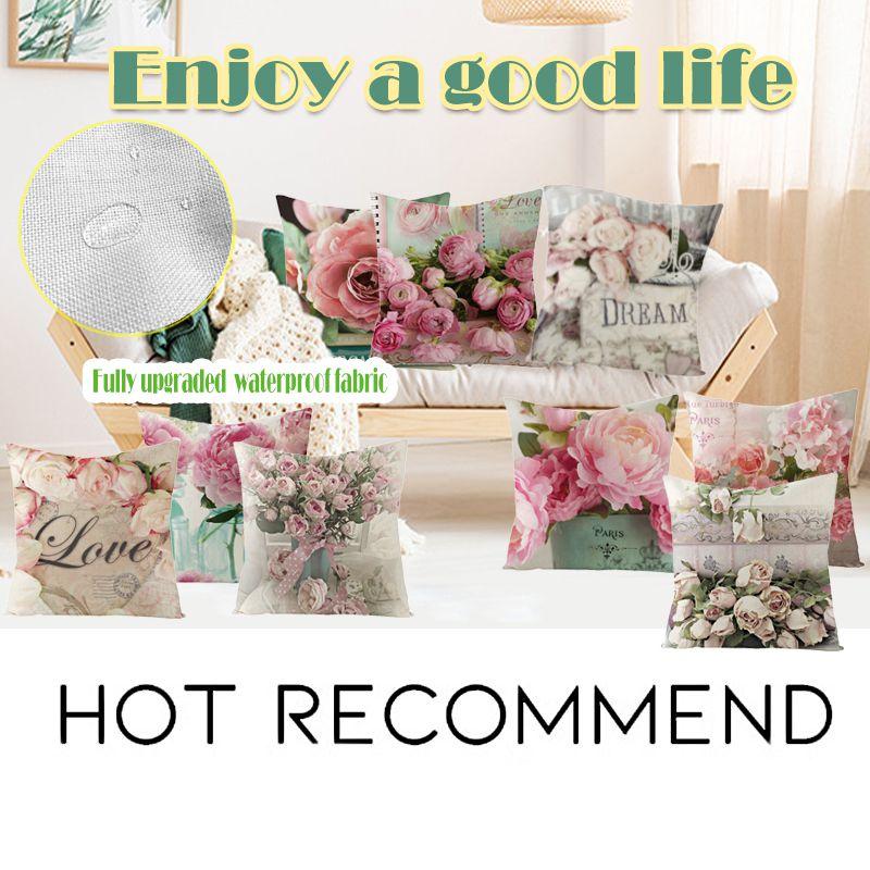 Beautiful Flower Printed Cushion Cover With Splash Waterproof Design For Home Decor
