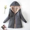 2024 Korean Style Slim Fit Fleece-Lined Hooded Cotton Coat, Warm Lambswool Women's Jacket for Autumn/Winter