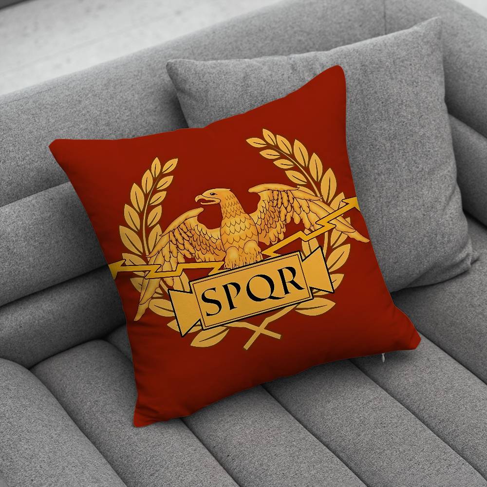 Retro Spqr Roman Empire Pillow Case Antidustmite Pillowcase Invisible Zipper Silky Short Plush Sofa Cushion Cover