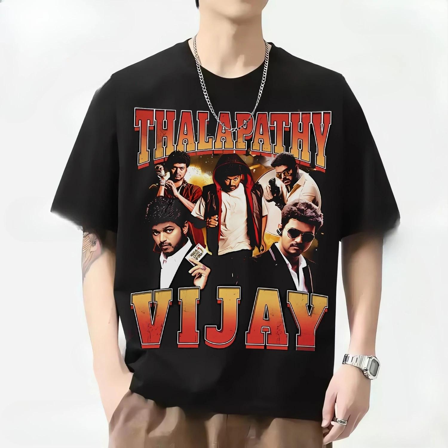 

VIJAY Printed T-shirt Fun Support Personalized Shirt Cotton Round Neck Short Sleeve Streetwear Graphic T Shirts Harajuku 4XL