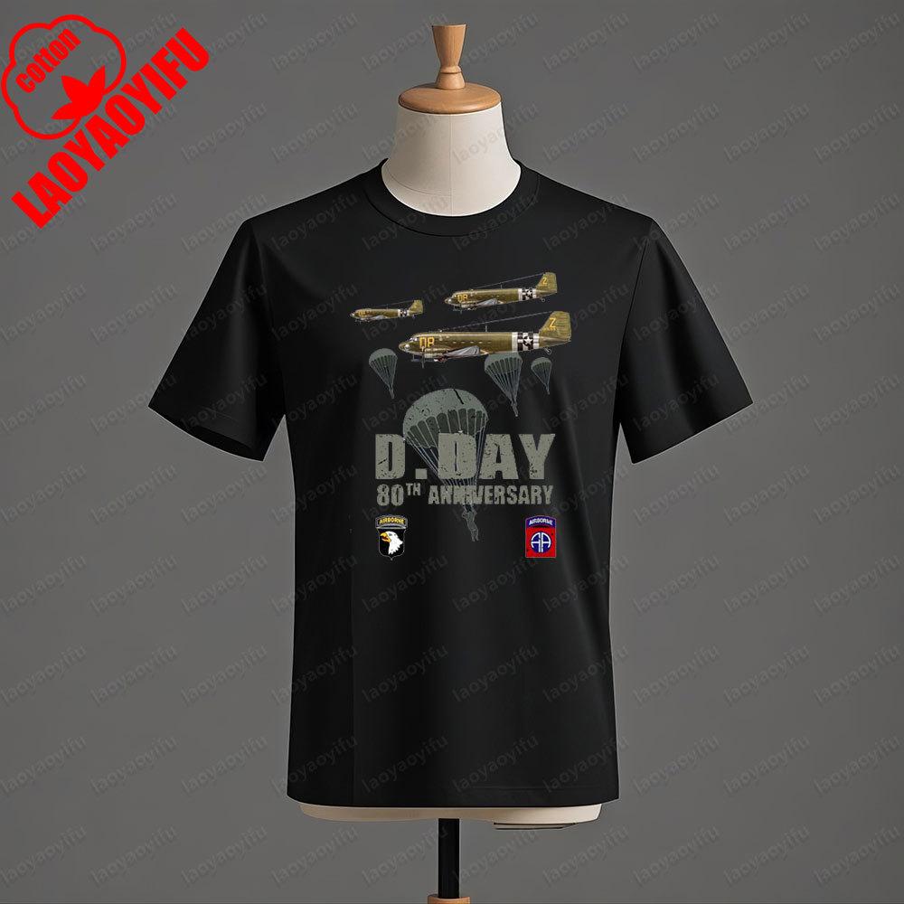 1944 DDay Anniversary Normandy Funny Graphic Vintage Mens TShirt Men Crewneck Cotton Short Sleeve Summer Daily Life Tee Tops