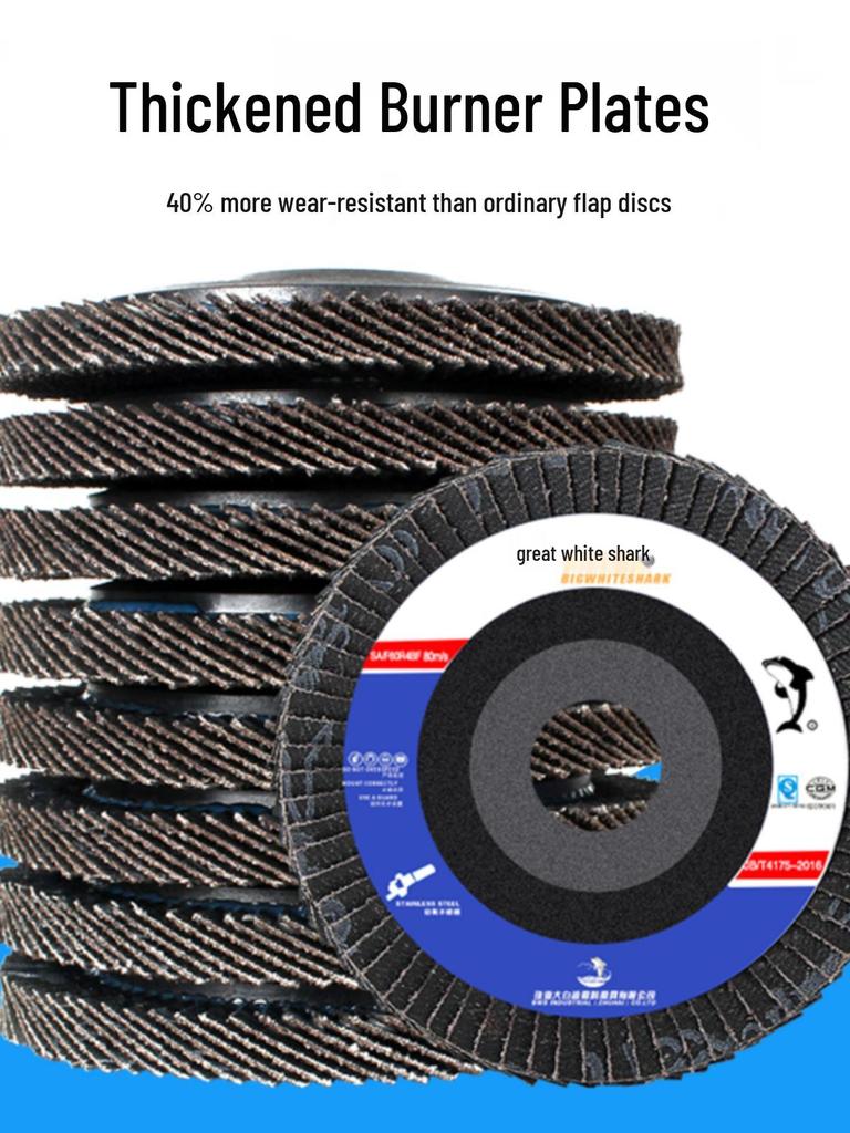 Big White Shark Stainless Steel Polishing Flap Disc for 100 Type Angle Grinders