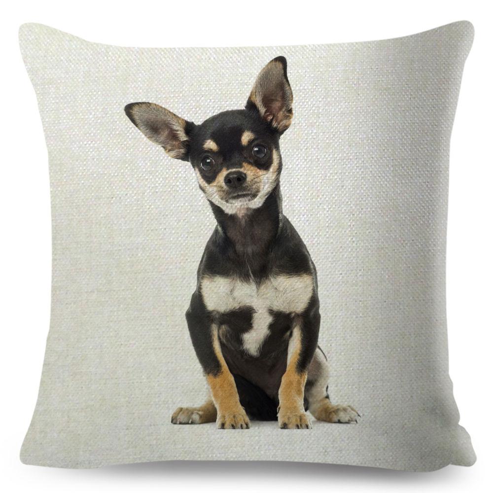 Cute Little Dog Chihuahua Cushion Cover Decor Lovely Pet Animal Pillowcase Polyester Throw Pillow Case for Sofa Home Car 45x45cm