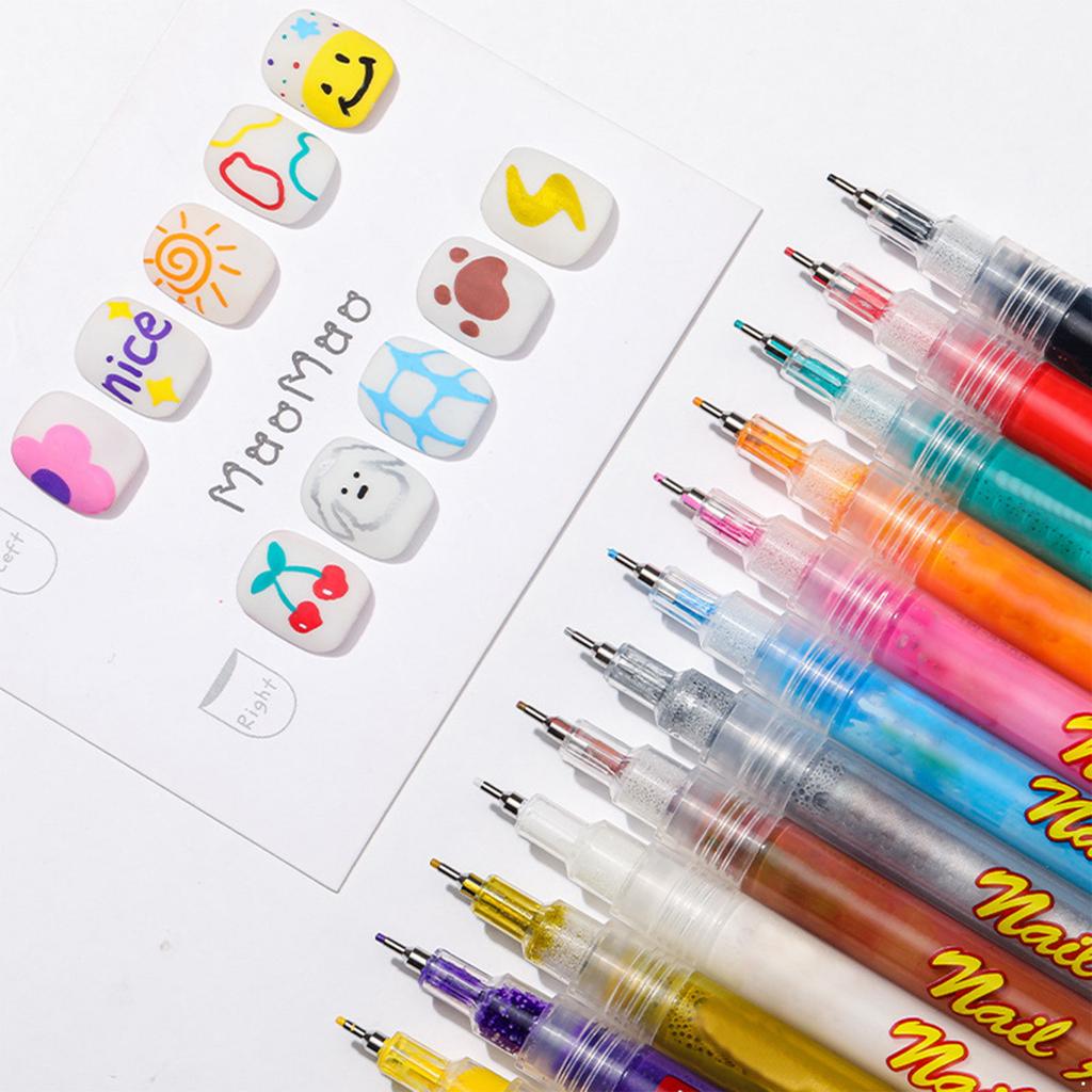 Nail Art Pen Set All In One Dotting Pen and Painting Liner Brush for Creative DIY Nail Art Manicure Tools