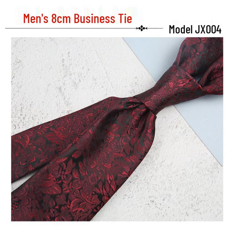 Men's Retro Floral Jacquard Tie, 8CM Wide, Coffee, Blue, Burgundy Stripes: Perfect for Formal and Casual Wear