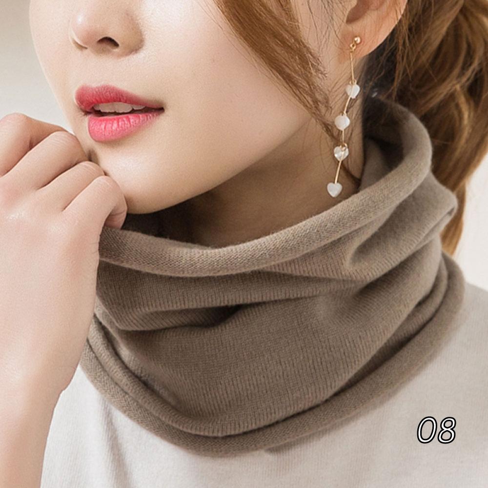 Women100% Wool Ring Scarves Soft Single Loop Neck Warmer Female Winter Cashmere Knitted Turtleneck Fake Collar Neckerchief