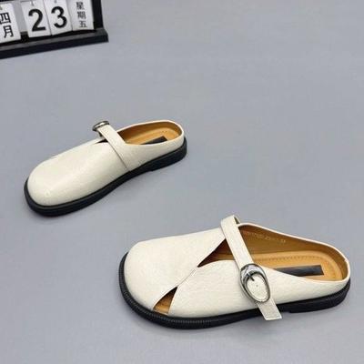Premium Bag Head Hollow Slippers Spring New Outer Wear Lazy Flat Heel Comfortable One-word Cool Slippers
