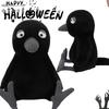 Halloween Black Crow Stuffed Bird Doll Halloween Black Cat Owl Wear Hat Plushie Toy Halloween Gifts Children's Birthday Gift