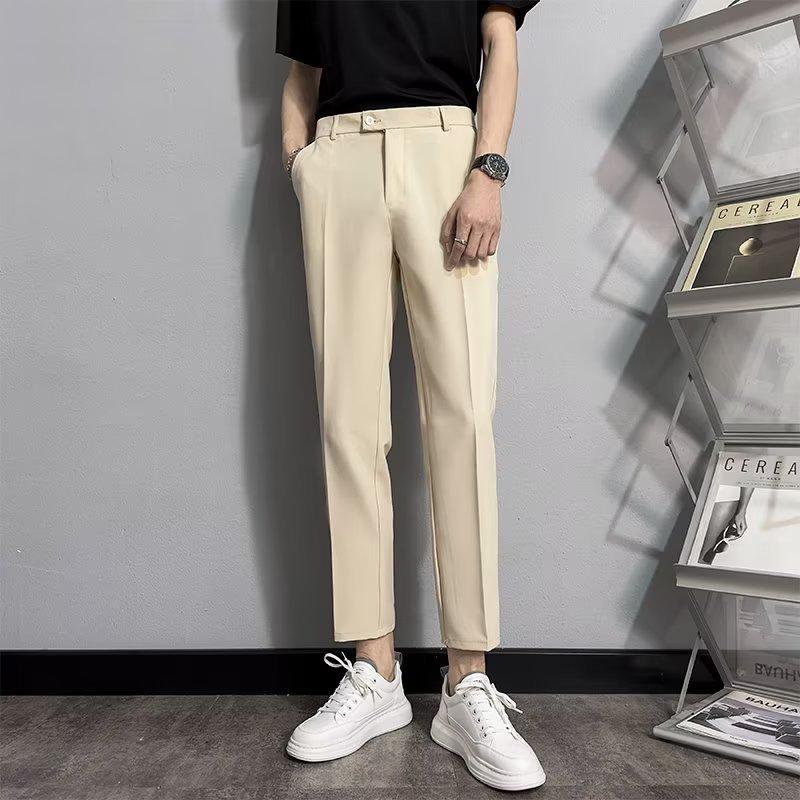 

Чоловічі модні прямі повсякденні штани в корейському стилі: Весняно-осінь ділова мода з дев ятьма пунктами без зморшок. 32 абрикосовий