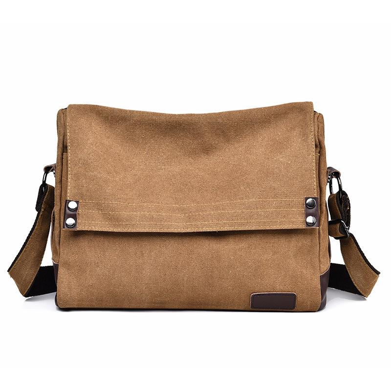Men s Versatile Canvas Crossbody Bag - Large Capacity, Portable Single Shoulder Backpack for Outdoor Leisure коричневый