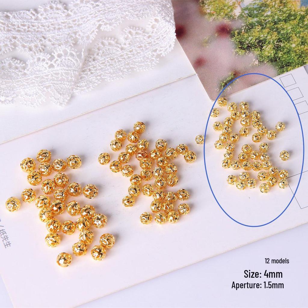 18k Gold Color-Preserving Beads: Small Round Gold-Filled Spacer Beads for DIY Jewelry and Handmade Bracelets.