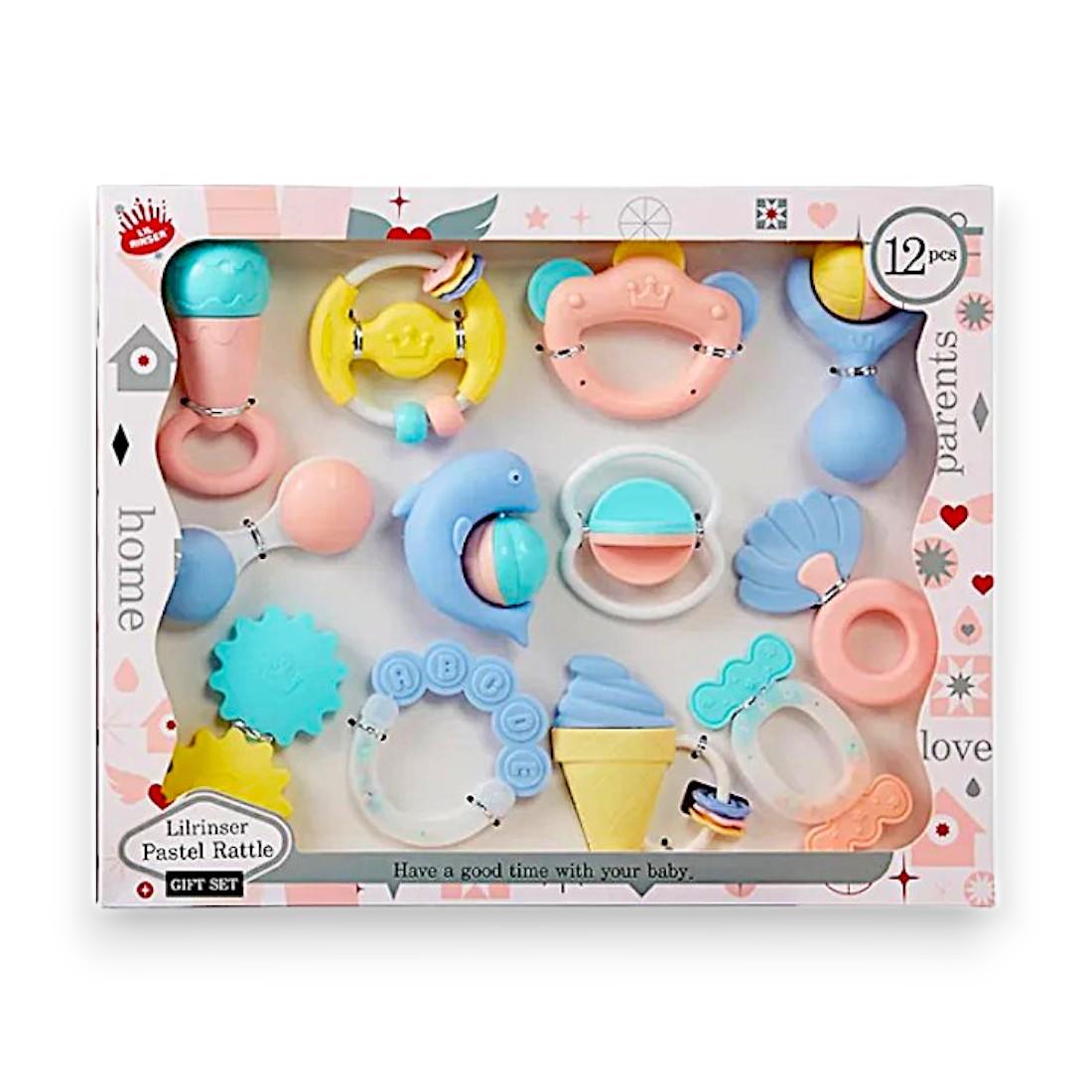Korea Baby Gift set [LILRINSER] Pastel Rattle Set (12 pcs) - Perfect Baby Shower Gift