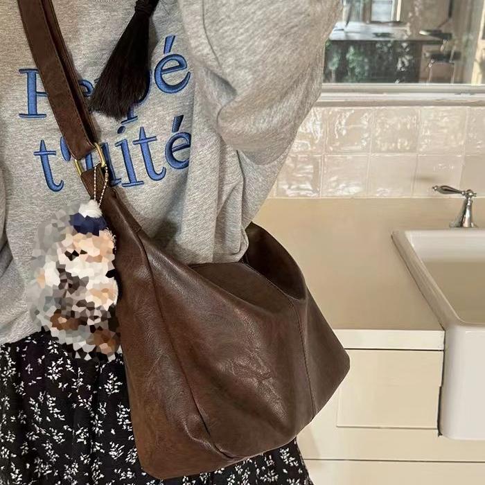 WTEMPO Retro Kunstleder Große Kapazität Damen Schultertaschen Lässige Tragetaschen Reißverschluss Einkaufshandtaschen Kuriertaschen