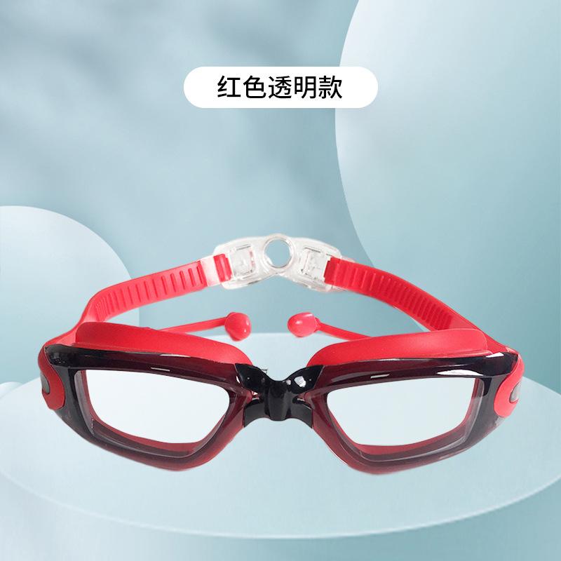 Directly supplied silicone colorful swimming goggles for adults, new model One-piece earplug electroplated anti-fog swimming goggles