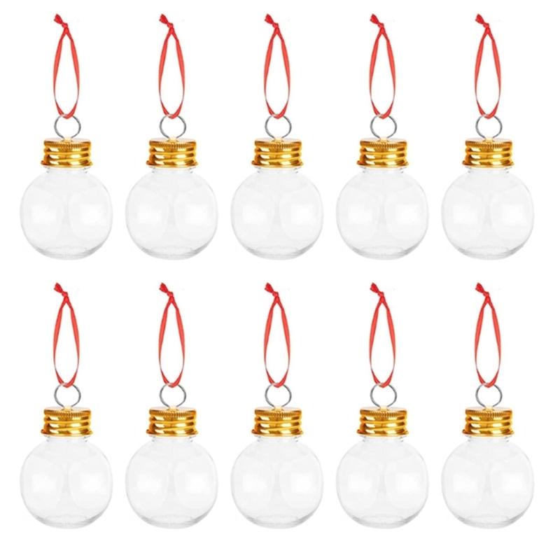 

Pack of 10 50ml PET Christmas Ball Red Rope Ornaments with Aluminum Cover Cap