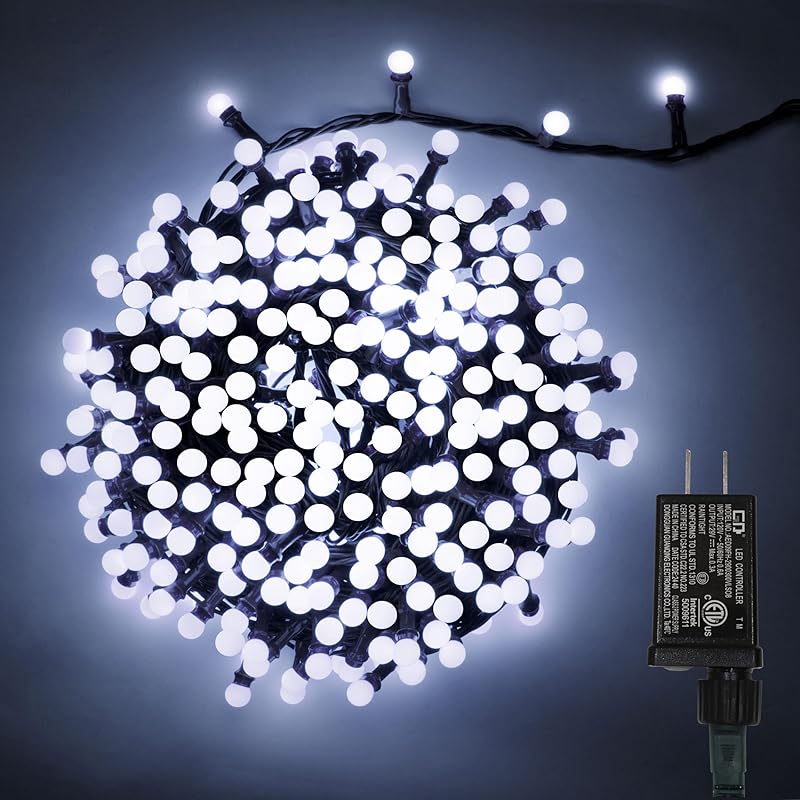 String Lights White, 49ft 306 LED 9mm Frosted Globe String Lights, 11 Modes Christmas Globe Lights, Xmas Tree Ball Lights Outdoor Mini Globe Light