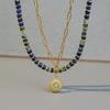 European, American and African turquoise handmade beaded necklace niche high-end flower pendant stacked with titanium steel collarbone chain