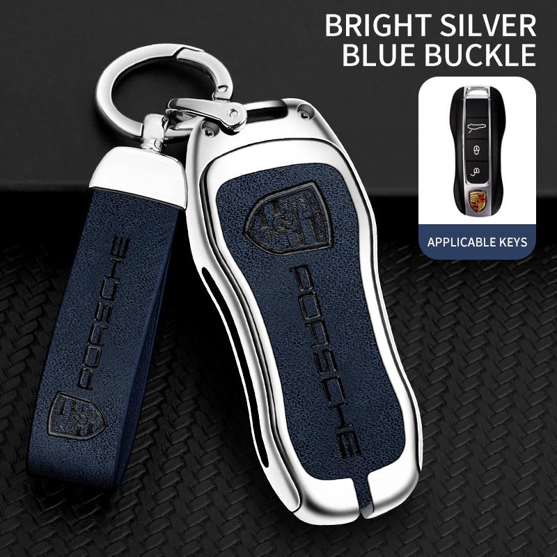 Kryt klíče od auta ze slitiny zinku a kůže, pouzdro na klíčenku pro Porsche 958 Macan 911 Panamera 996 991 Boxster 987 997 2019 2020 Příslušenství