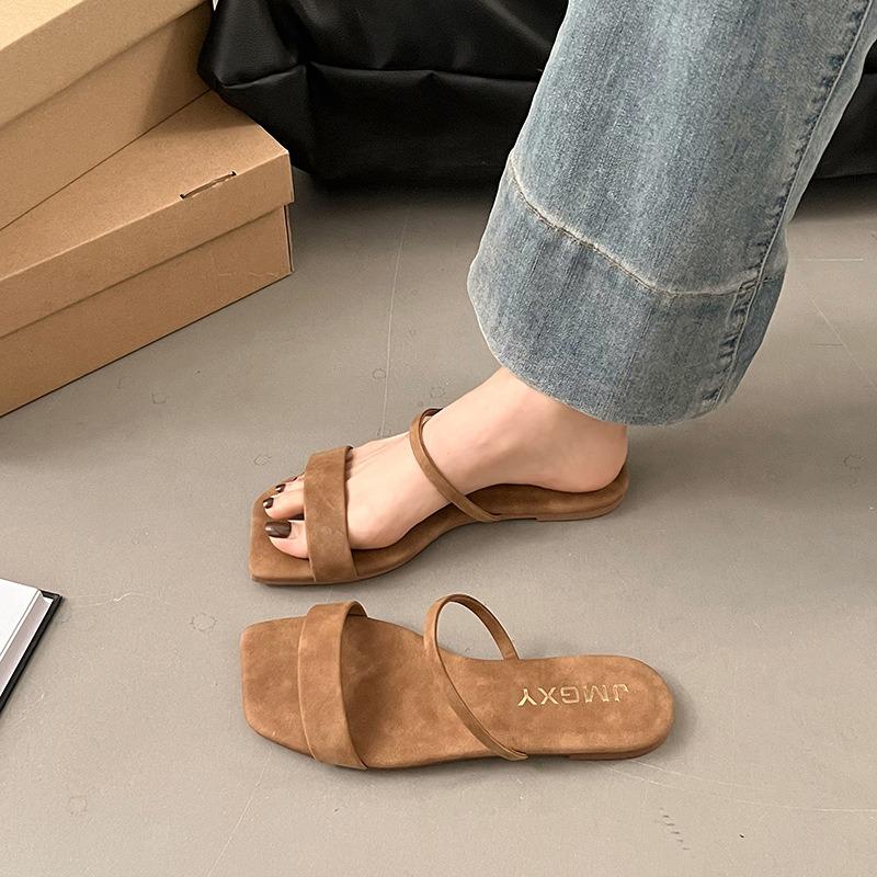 Slippers, Women's, Women's Shoes, Summer, Square Toe, Fish Mouth, Sandals, Women's, Flat Bottomed Slippers