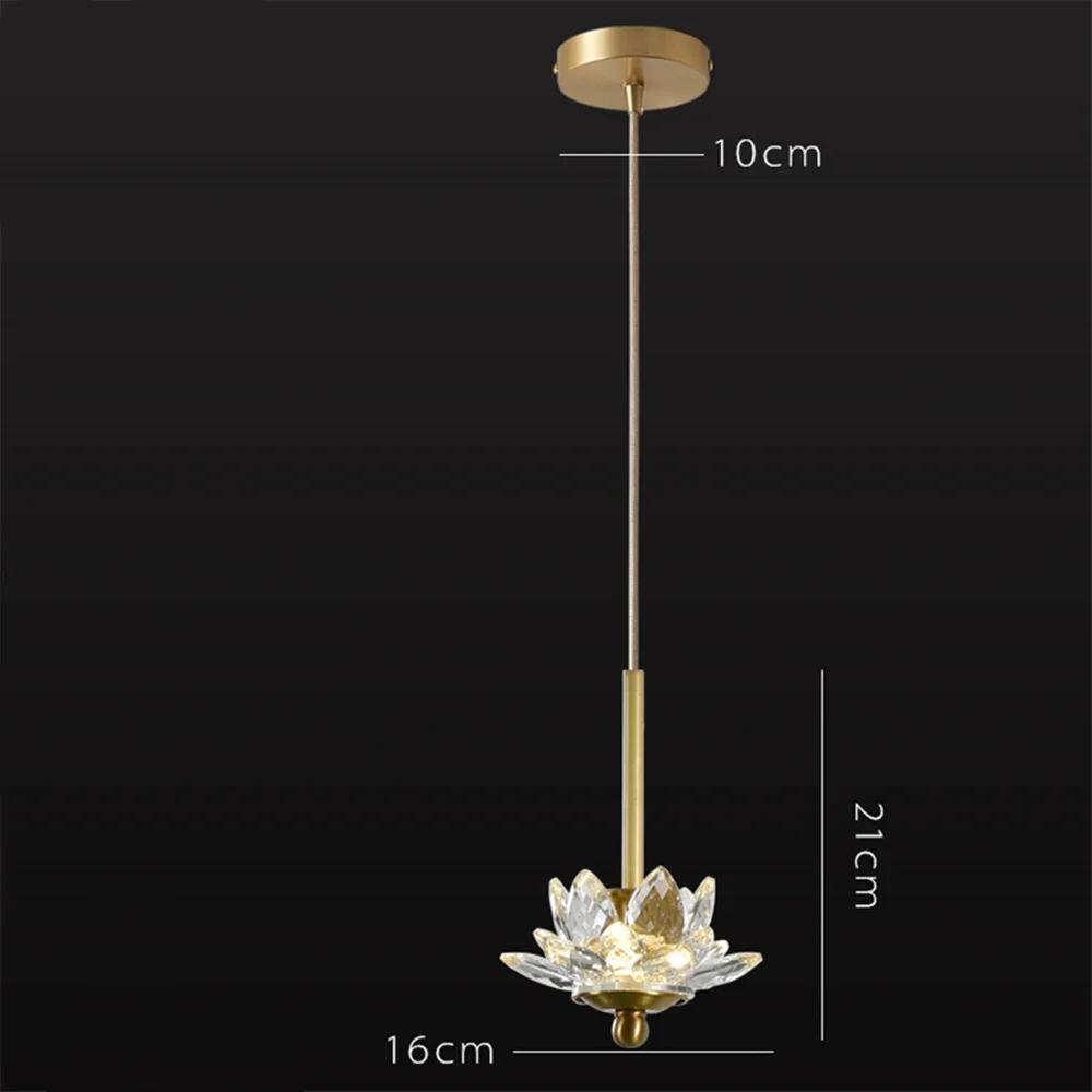 Modern Minimalist Luxurious Pendant Lamp Zen Crystal Lotus Light Creative Single Head Balcony Bedroom Bedside Led  Home Decor