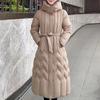 Plus Size L-7XL Fashion Woman Winter Coats With Belt Long Parkas Hooded Loose Thick Female Jackets