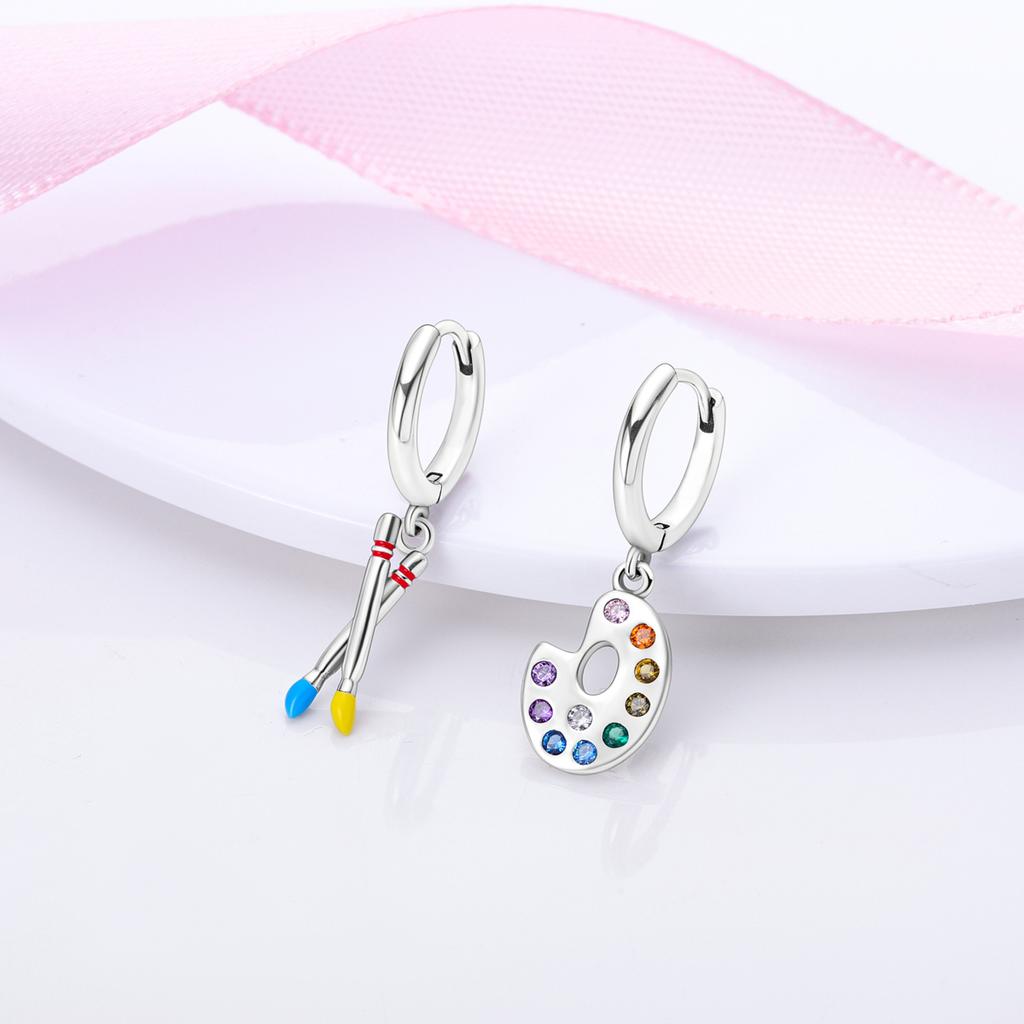 925 Silver Earring Sparkling Colorful Zircon Hoop Earring Round Shape Pendientes Fine Jewelry Gift For Woman