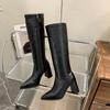 Autumn Winter Women Knee High Boots Fashion Knight Long Booties Square High Heels Shoes Botas Mujer
