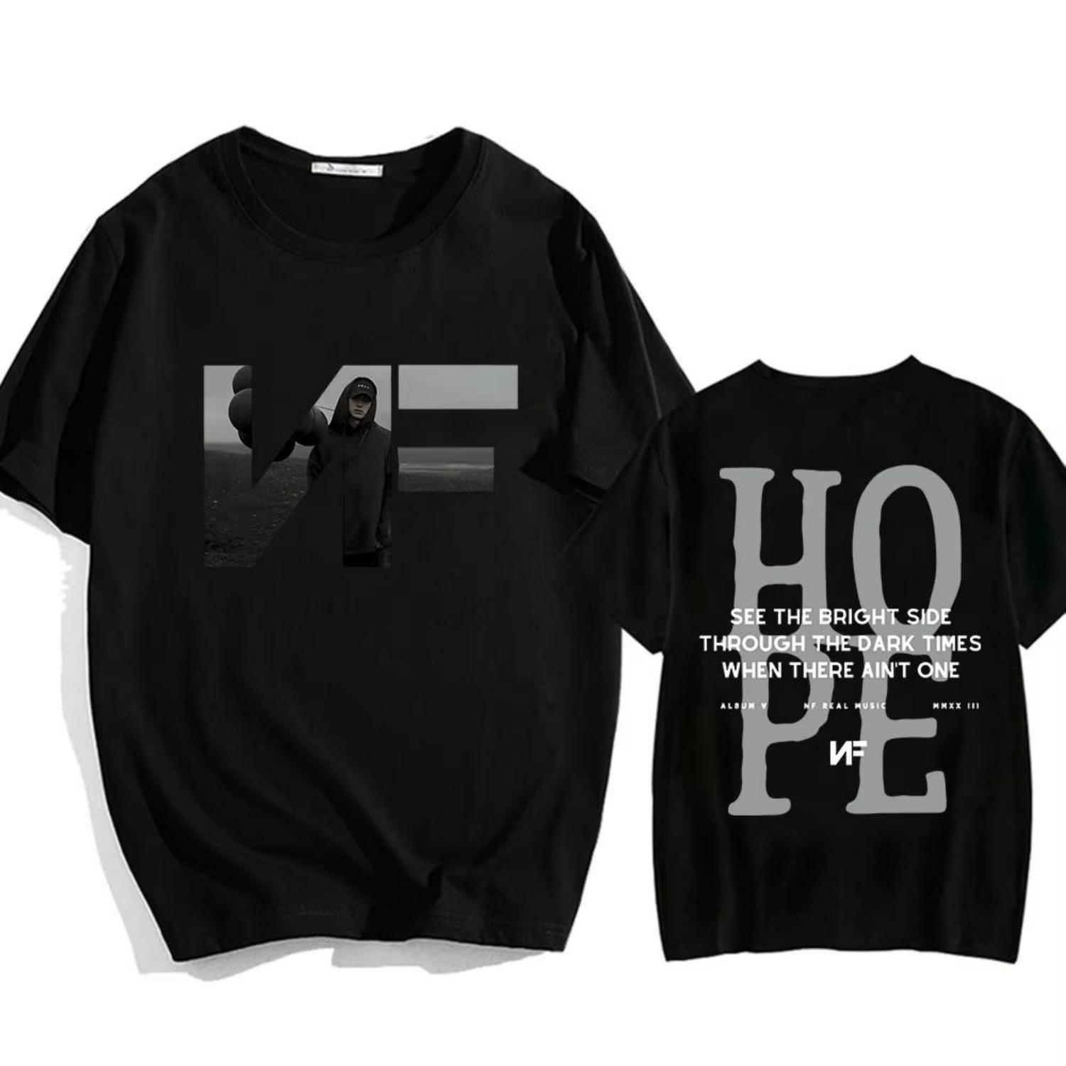 

Футболка с графическим принтом рэпера NF Hope Tour, футболки с принтом, хип-хоп, уличная одежда, с коротким рукавом, летние хлопковые футболки S чёрный