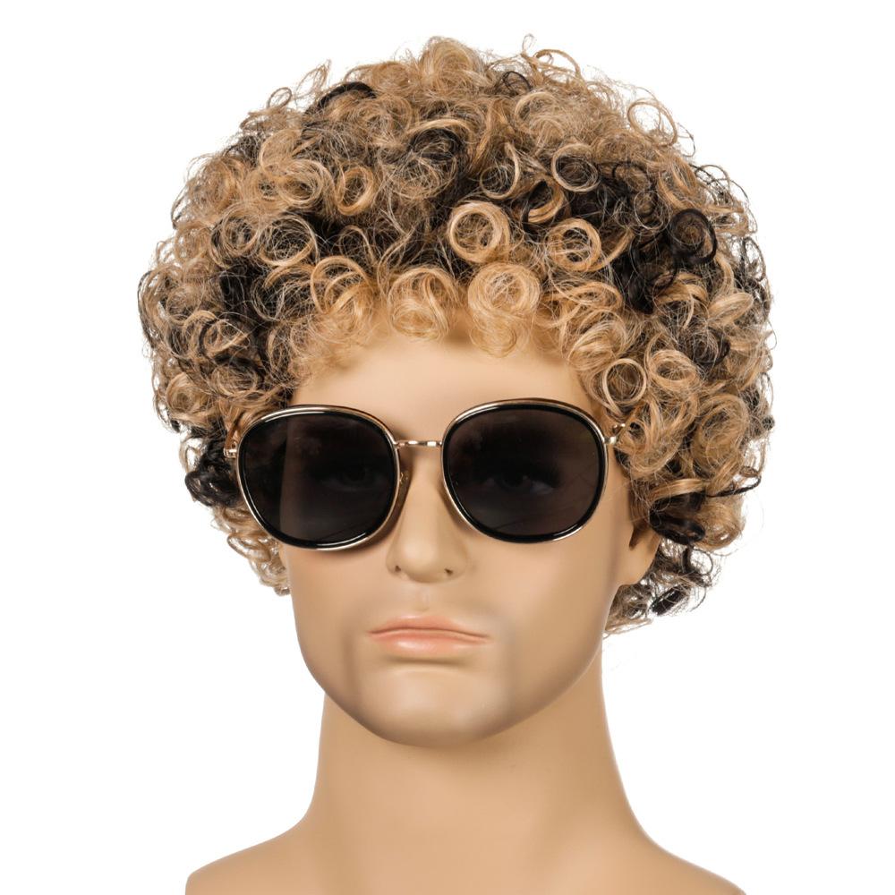 

Чоловіча кучерява перука в європейському та американському стилі, дрібні кучері, синтетична повна шапочка коричневий