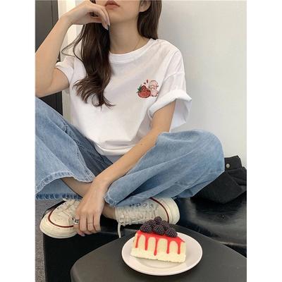 White Short-sleeved T-shirt Women's Summer 2025 New American High Street Niche Design Pure Cotton Half-sleeved T-shirt Top