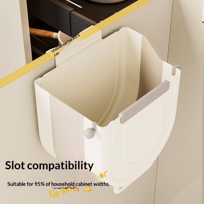 Foldable Wall Mounted Kitchen Trash Can No Drill Hanging Collapsible Bin For Cabinet Door