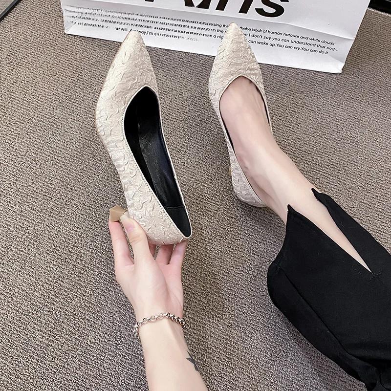 

Fashion 2024 Beige High Heels Shallow Mouth Fine Heeled Shoes Stiletto Slides Rubber Thin Cotton Beige High Heels Shallow Mout heels 35 бежевый