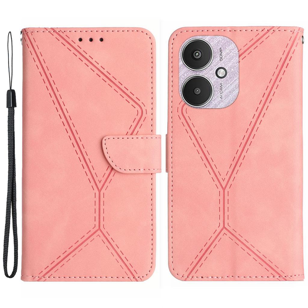 HT05 For Xiaomi Redmi 13C 4G/5G/13R 5G/Poco M6 5G/Poco C65 4G Leather Case Wallet Cover Imprinted Line