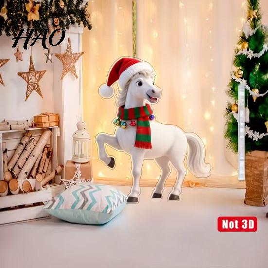 Unique Christmas Ornaments Pony Ornament 2D Acrylic Hanging Decor for Car Premium And Tree Cute Horse Design Holiday Gift Kids Theme