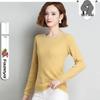 Hengyuanxiang Women's Pure Wool Round Neck Sweater - Solid Color Casual Knitwear for Spring, Autumn, and Winter