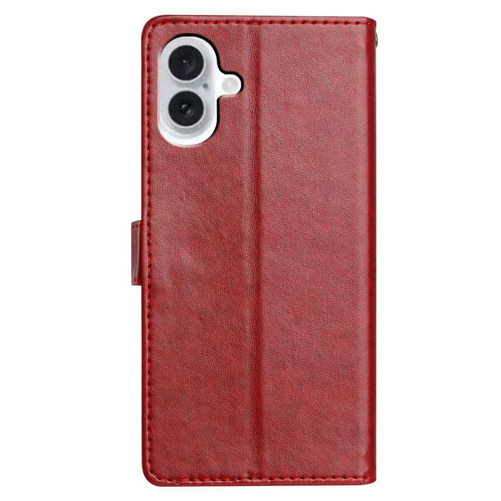 For iPhone 17 Leather Case Wallet Stand Phone Cover with Handy Strap