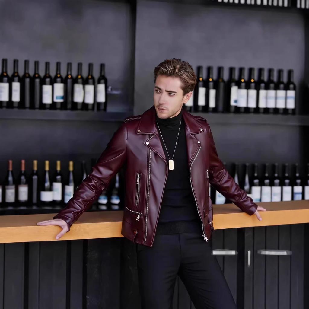 New Spring and Autumn Locomotive Men's PU Leather Jacket Regular Slim-fit Large Size Men's Leather Jacket European Station