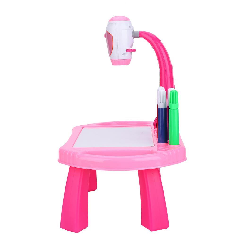 Educational Drawing Toys Set Painting Toy Projector Desk Tablet Learning Toy Tool Gift (Pink)