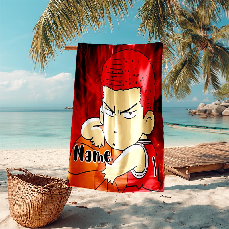 Personalized Customized Proof Beach Towel with Sakuragi Hanamichi Pattern - Soft, Absorbent,quick-drying,perfect Swimming,camping&bathing