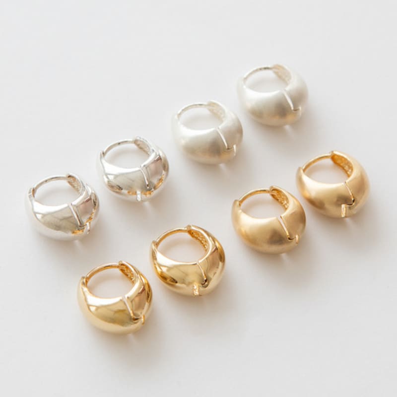 LUNNE Silver Glamorous Bold Volume One-Touch Earrings #LSE08