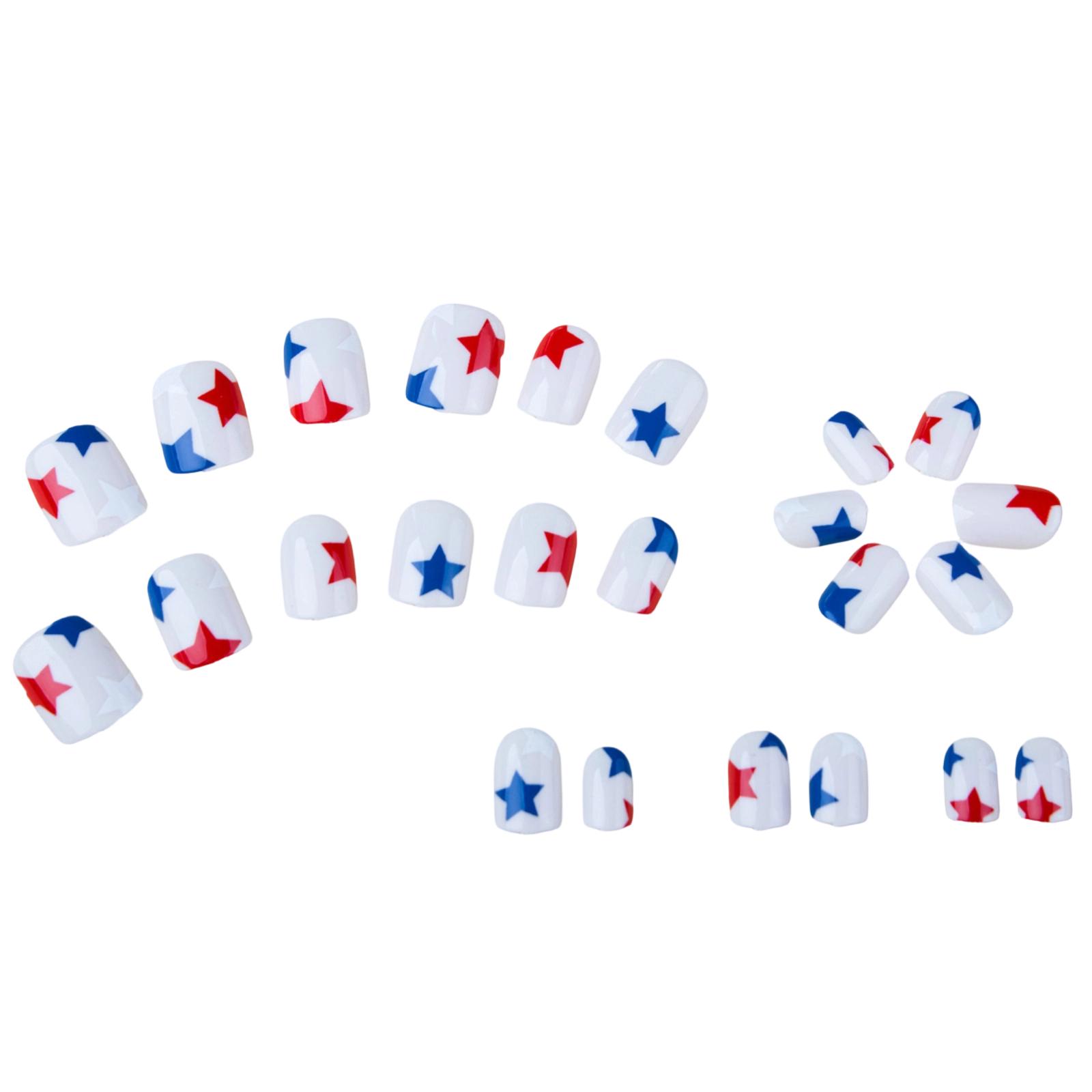 24 Piece Retro And Gorgeous Independence Day Nail Set