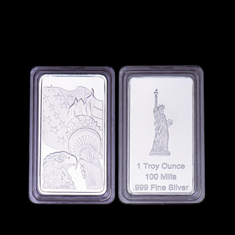 Square Block, Gold Silver, Eagle Ocean Commemorative Coin, Coin, Statue of Liberty Medal In the United States, Christmas Gift, Stocking Stuffers