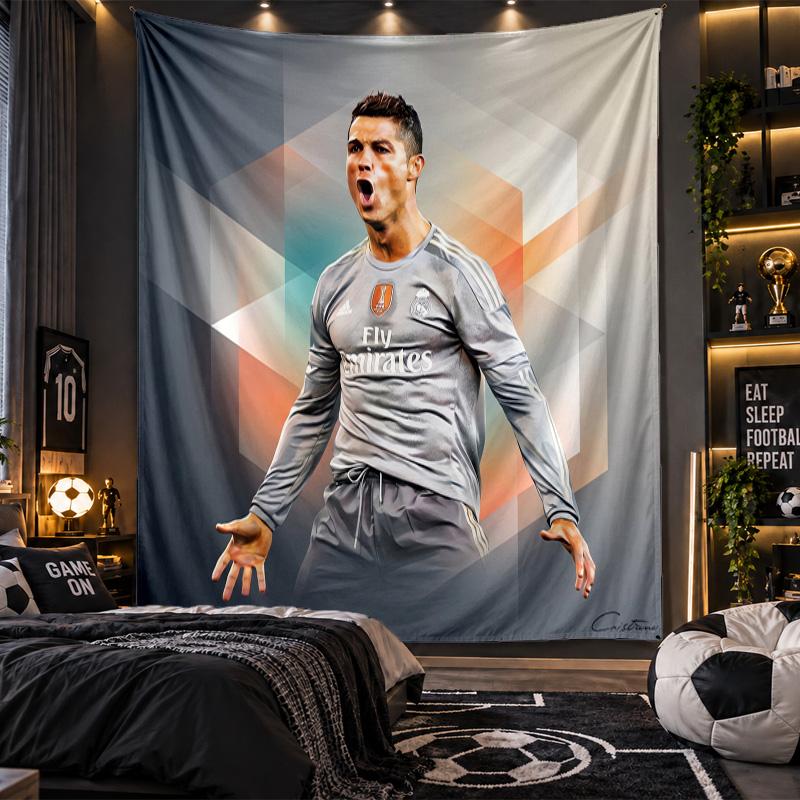 Wall Hanging Tapestry Cristiano Ronaldo Print Cloth for Living Room Bedroom Home Decor