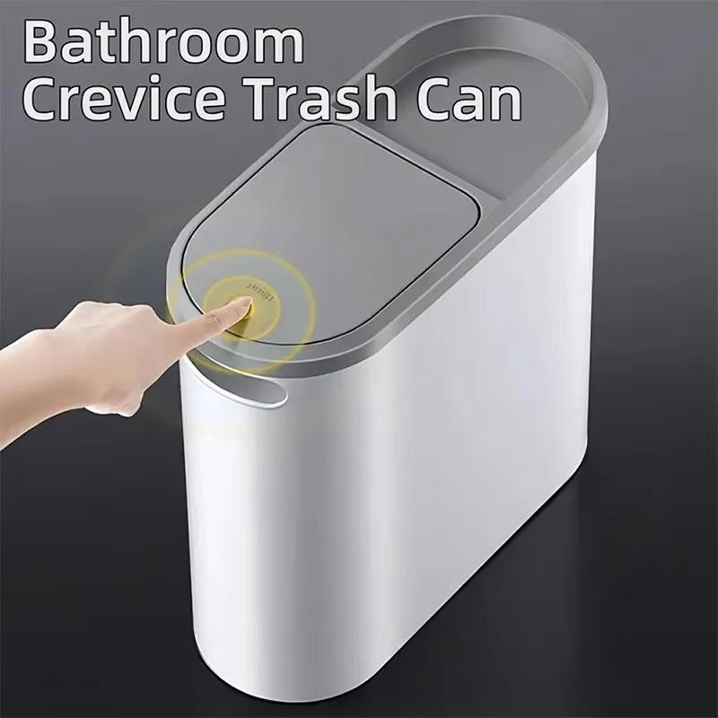 10L Bathroom Trash Can Press Type Garbage Can with Lid Trash Bin for Kitchen Bedroom Living Room Toilet Bucket Waste Trash Can