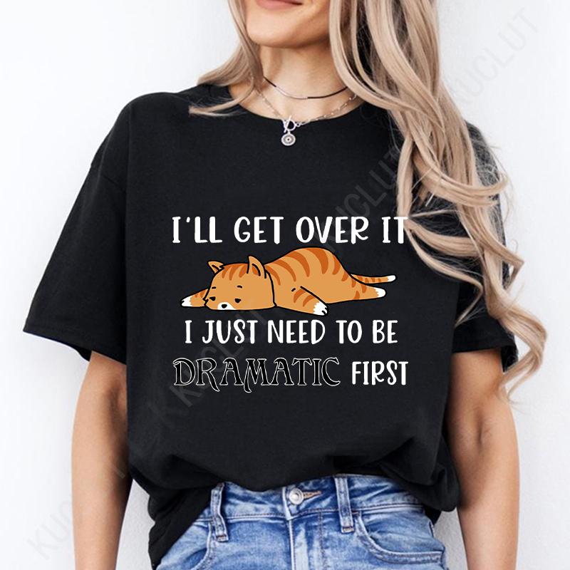 Women T-Shirt Sleepy Lazy Cow Graphic Y2k Tops Funny Dramatic Animal Print Shirt Summer Short Sleeve Tee Vintage Female Clothing