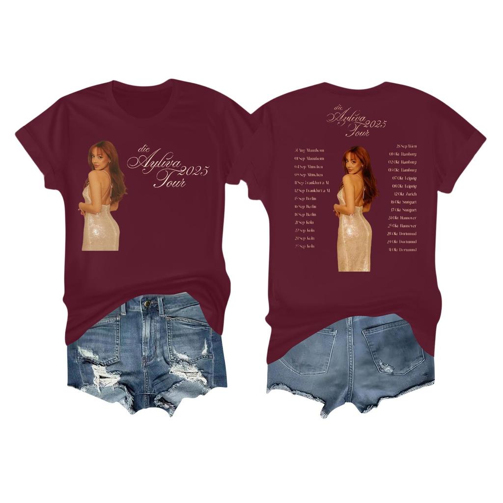 Women's Casual Printed T-shirt Round Neck Pullover Short Sleeve Top