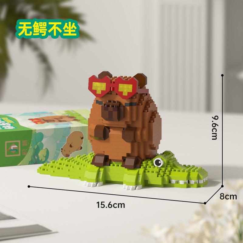 Cute Capybara Construction Blocks Figurine Micro Blocks Educational Toys Diy Model Fun Stem Plaything Desktop Decor Model & Collectible